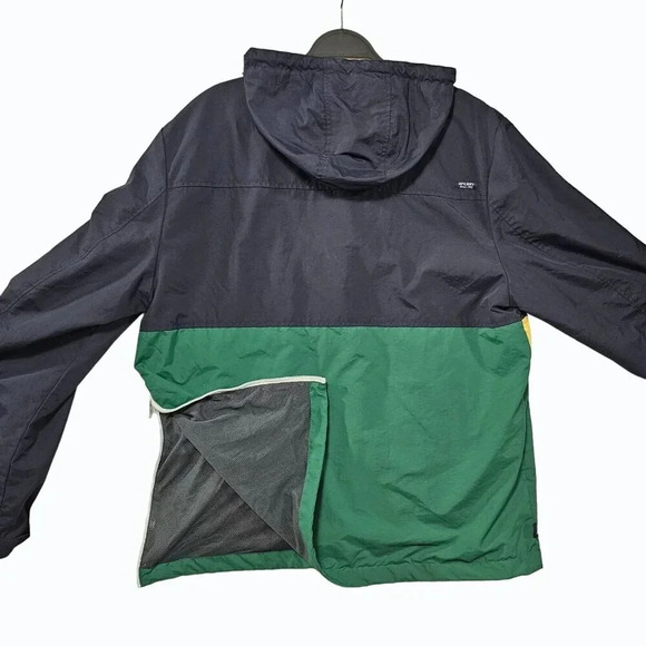 Sperry Nautical Windbreaker Navy Green Yellow Jacket w/ Tablet Pocket Sz Medium - Picture 3 of 6